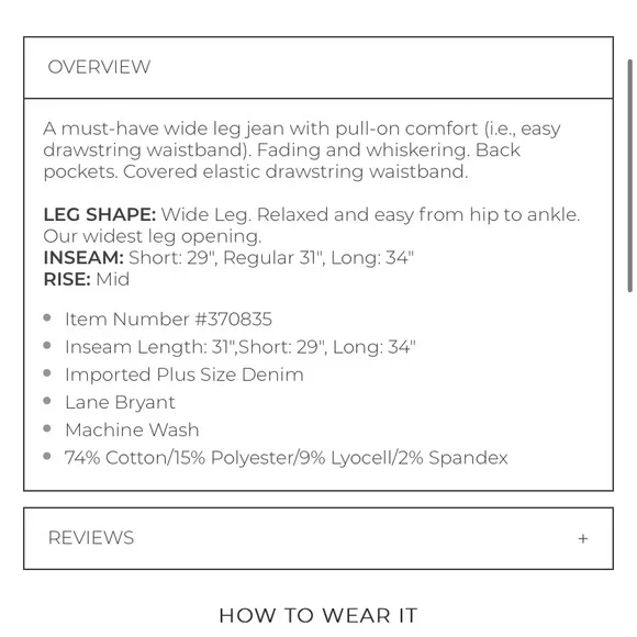 Lane Bryant Stretchy Wide Leg Jeans Plus 28 NWT - Picture 4 of 8